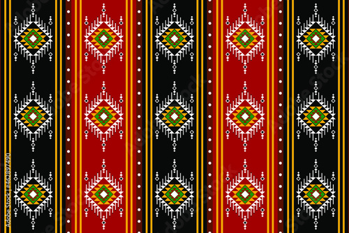 Geometric ethnic oriental seamless pattern traditional Design for background,carpet,wallpaper.clothing,wrapping,Batik fabric,Vector illustration.embroidery style - Sadu, sadou, sadow or sado