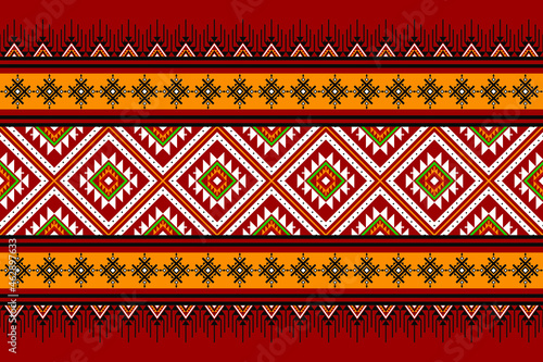 Geometric ethnic oriental seamless pattern traditional Design for background,carpet,wallpaper.clothing,wrapping,Batik fabric,Vector illustration.embroidery style - Sadu, sadou, sadow or sado