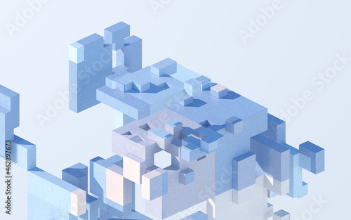 Cubes and materials  abstract geometries  3d rendering.