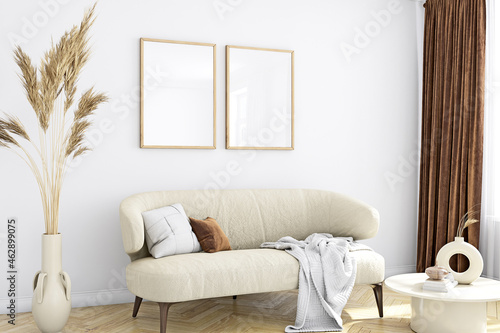 Frame mockup living room boho style