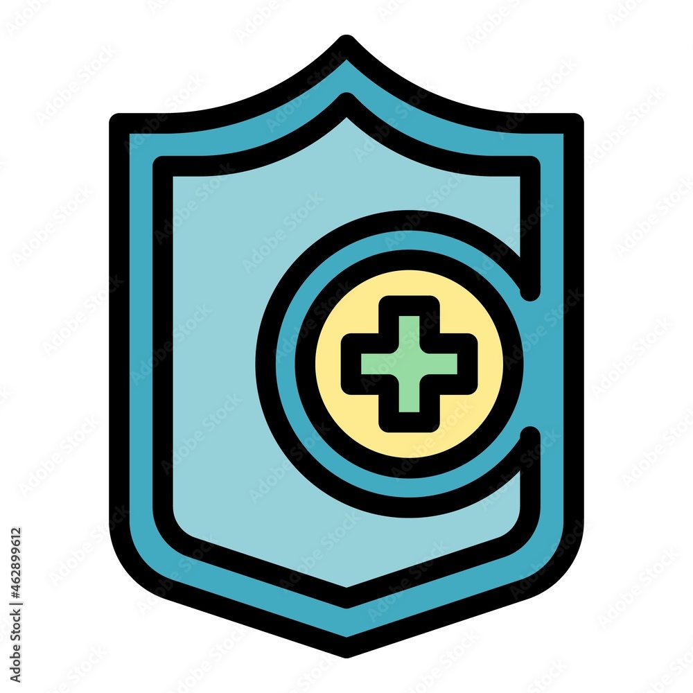 Obraz premium Medical shield icon. Outline medical shield vector icon color flat isolated