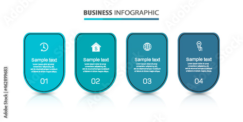Infographic design business template with 4 options, steps. Can be used for workflow layout, diagram, annual report, web design.  Vector eps 10 