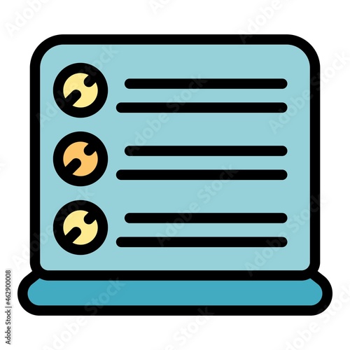 Online health test icon. Outline online health test vector icon color flat isolated