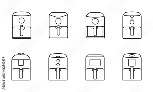Air fryer kitchen vector icons
