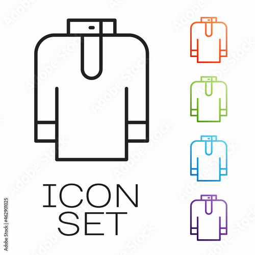 Black line Shirt kurta icon isolated on white background. Set icons colorful. Vector