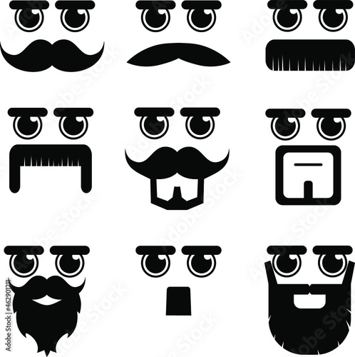 various mustaches totaling nine sets with different models