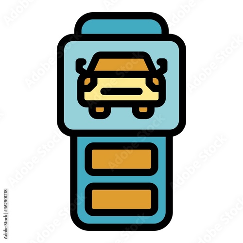 Car keyless system icon. Outline car keyless system vector icon color flat isolated
