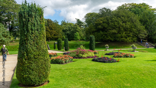 Flower beds with autumn flowers