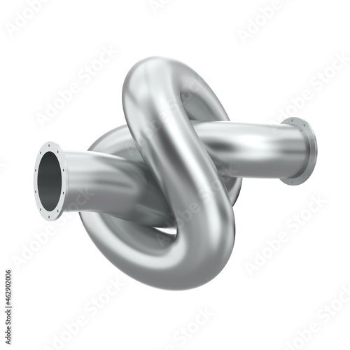 pipeline with knot on white...