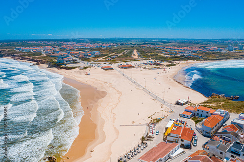 Aerial View of Island Baleal, Portugal, Europe in the Ocean 