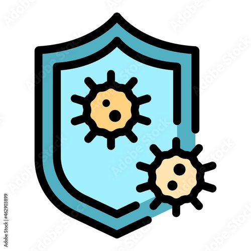 Shield infection icon. Outline shield infection vector icon color flat isolated