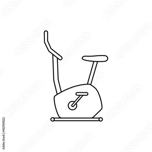 Stationary bike line icon, sport and equipment, exercise bicycle sign. Linear outline vector illustration and clipart on a white background.