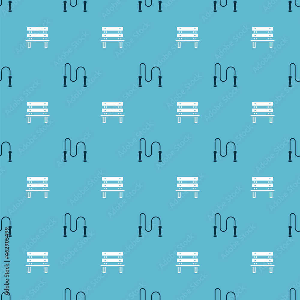 Set Jump rope and Bench on seamless pattern. Vector Set Jump rope and Bench on seamless pattern. Vector