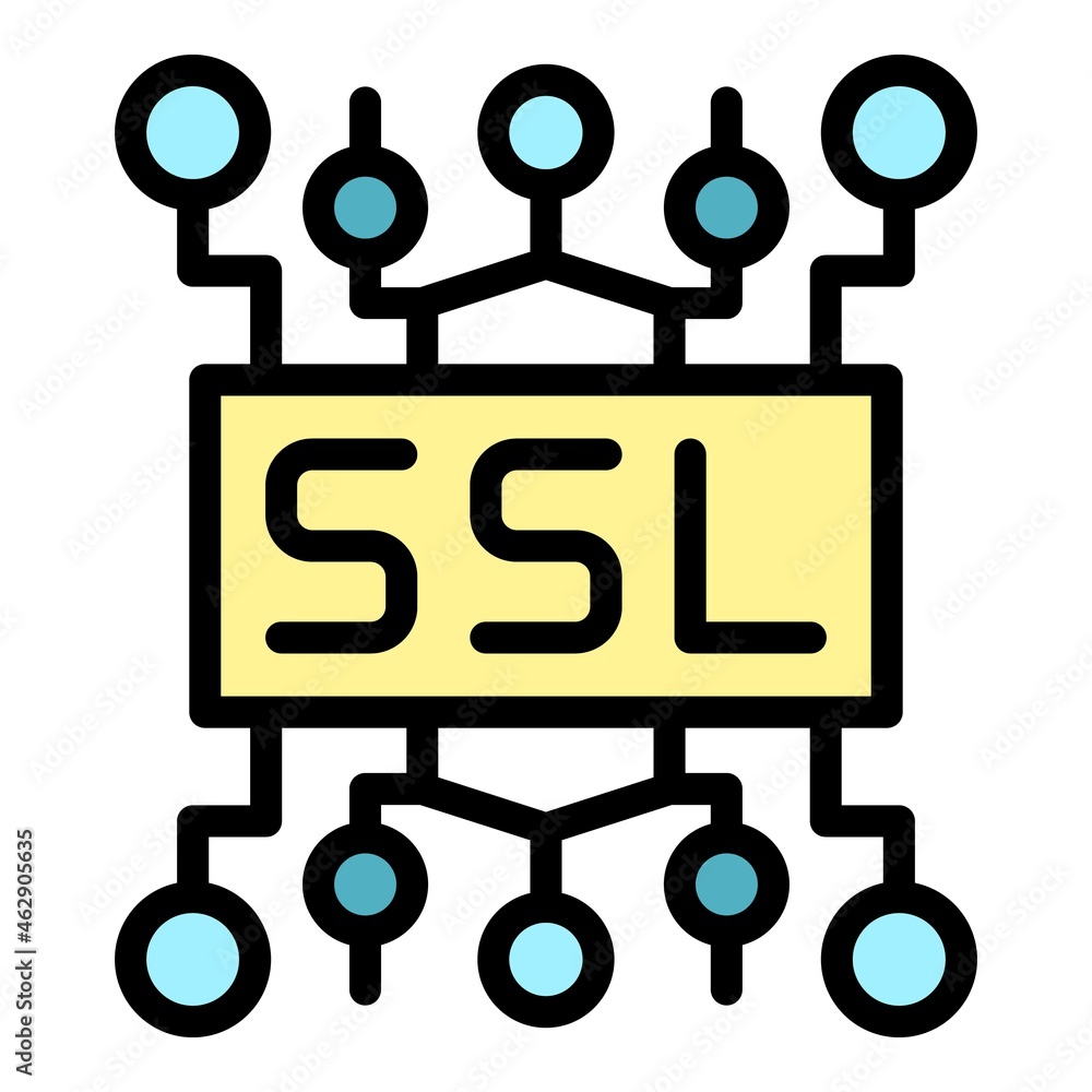 Ssl certificate icon. Outline ssl certificate vector icon color flat isolated Ssl certificate icon. Outline ssl certificate vector icon color flat isolated