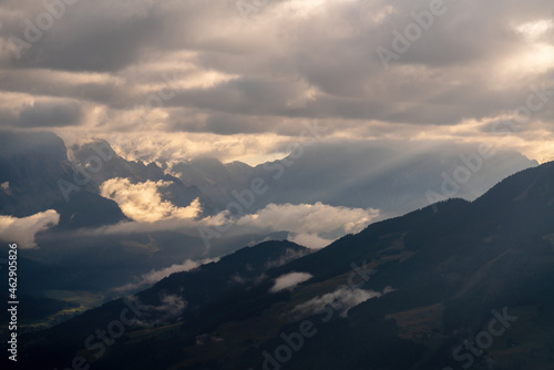 mystical autumn landscape in the mountains with view of the alps © Chamois huntress