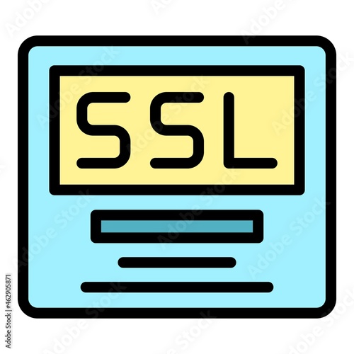 Ssl security icon. Outline ssl security vector icon color flat isolated
