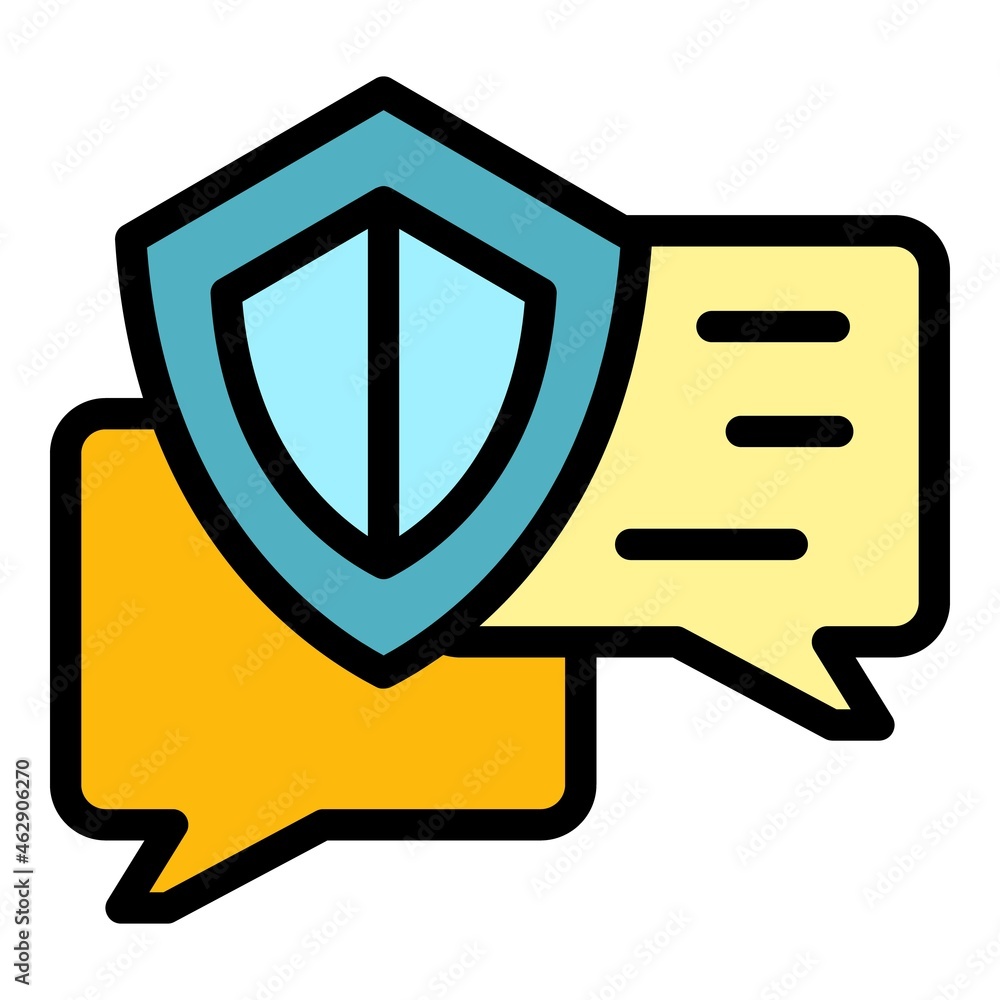 Secured chat icon. Outline secured chat vector icon color flat isolated Secured chat icon. Outline secured chat vector icon color flat isolated