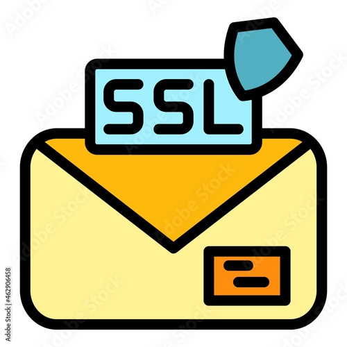 Ssl email icon. Outline ssl email vector icon color flat isolated