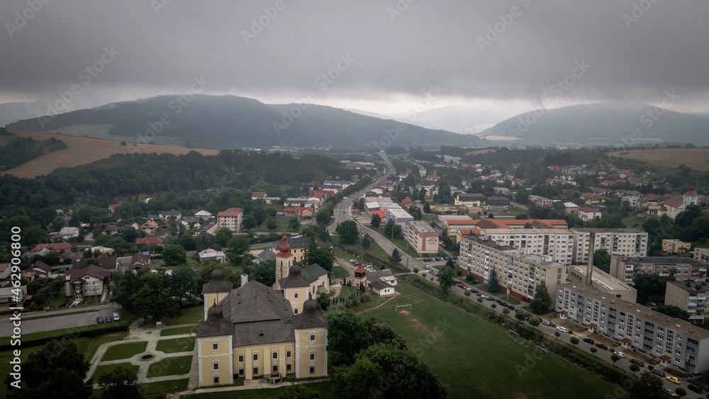 Obraz premium Aerial view of the town of Hanusovce nad Toplou in Slovakia