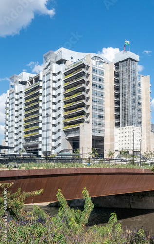 Medellin, Antioquia, Colombia. January 14, 2020: Smart epm building and blue sky. photo