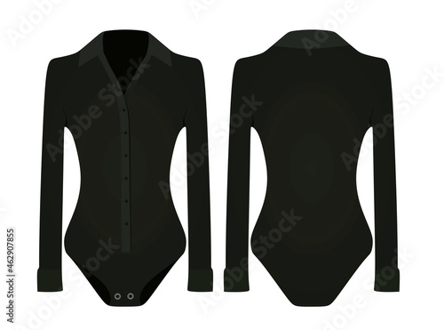 Black  bodysuit shirt. vector illustration