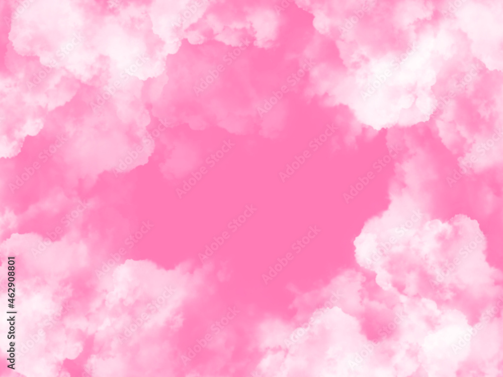 Sky with beautiful clouds. Cloud background. Pink cloud texture background. White Clouds on pink background.