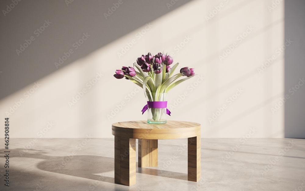 Still life lilac flowers in a vase on the table. 3D illustration, cg render Still life lilac flowers in a vase on the table. 3D illustration, cg render