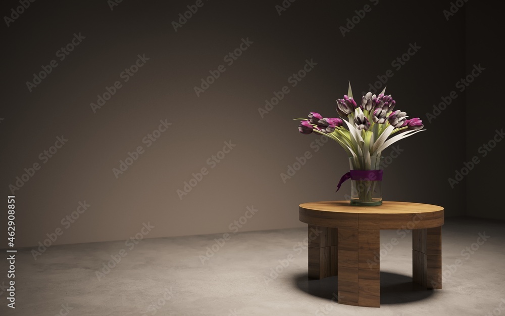 Still life lilac flowers in a vase on the table. 3D illustration, cg render Still life lilac flowers in a vase on the table. 3D illustration, cg render