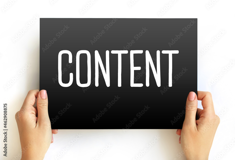 CONTENT text on card, concept background CONTENT text on card, concept background
