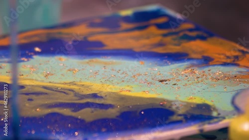 Close-up colorful abstract painting with non-drying paint. photo