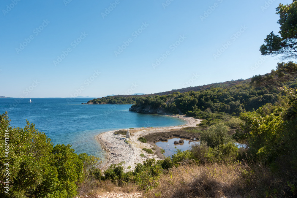 Amazing scenery by the sea in Erimitis forest, north-east Corfu, Greece