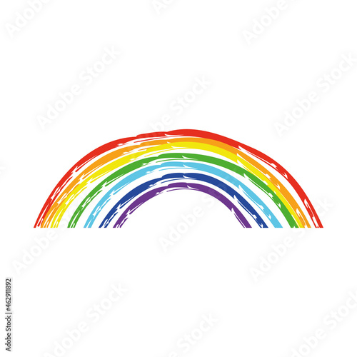 Rainbow vector with an individual brush. LGBT.  Autism Day. April 2. Creativity and the inner world of the child concept.