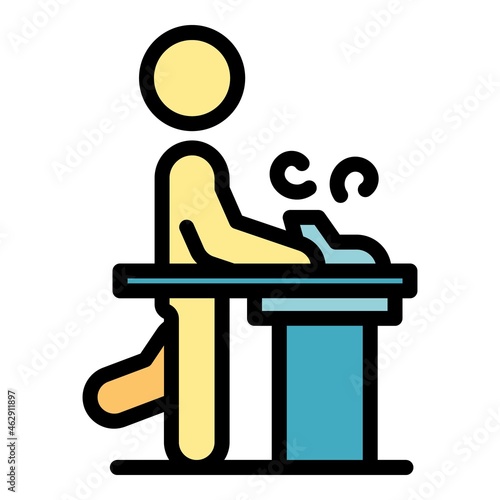 Ergonomic workstation icon. Outline ergonomic workstation vector icon color flat isolated