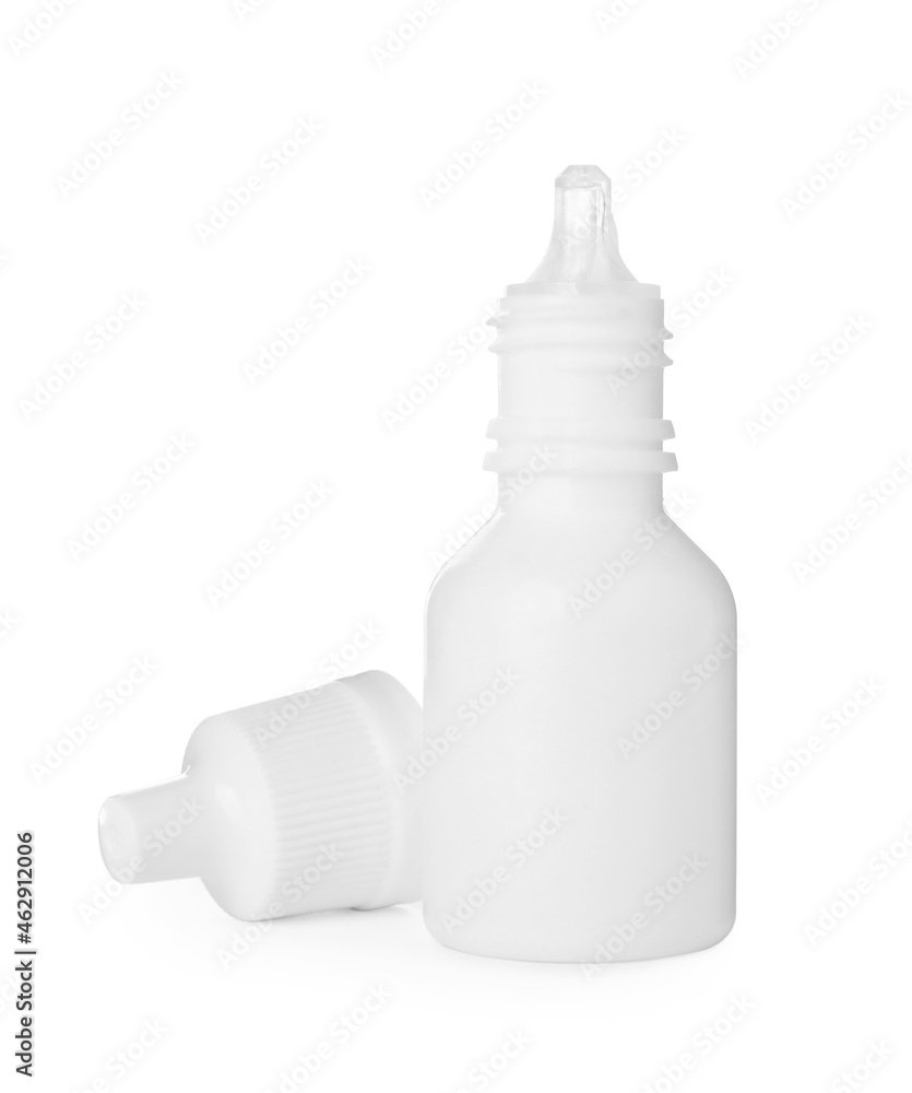 Bottle of nasal spray isolated on white Bottle of nasal spray isolated on white
