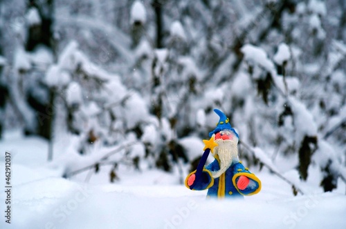 A wizard in a winter forest covered with snow. © Станислав 
