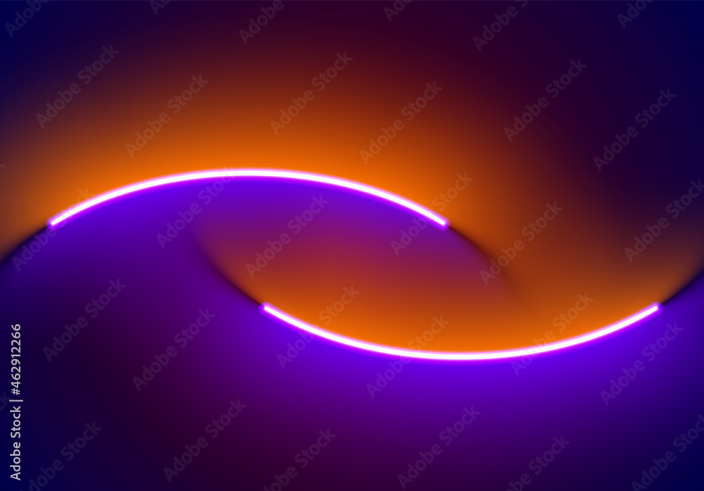 Neon illumination background in Halloween style. Abstract 80s or synthwave backdrop with orange and purple lamp on the wallpaper Neon illumination background in Halloween style. Abstract 80s or synthwave backdrop with orange and purple lamp on the wallpaper