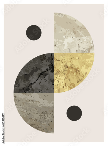 Minimal 20s geometric design poster, vector template with primitive shapes