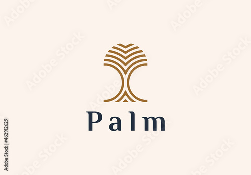 dates palm tree logo line art vector illustration design, minimalist palm logo design
