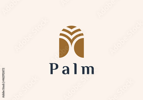 dates palm tree logo line art vector illustration design, minimalist palm logo design
