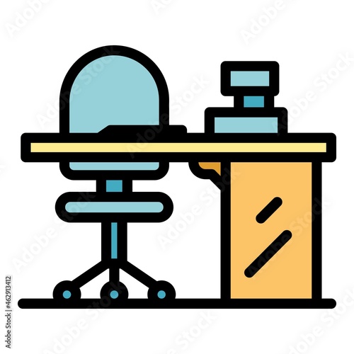 Chair workplace icon. Outline chair workplace vector icon color flat isolated