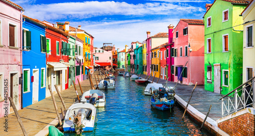 Most colorful traditional fishing town (village) Burano Island near of Venice. Italy travel and landmarks