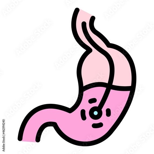 Stomach endoscopy icon. Outline stomach endoscopy vector icon color flat isolated