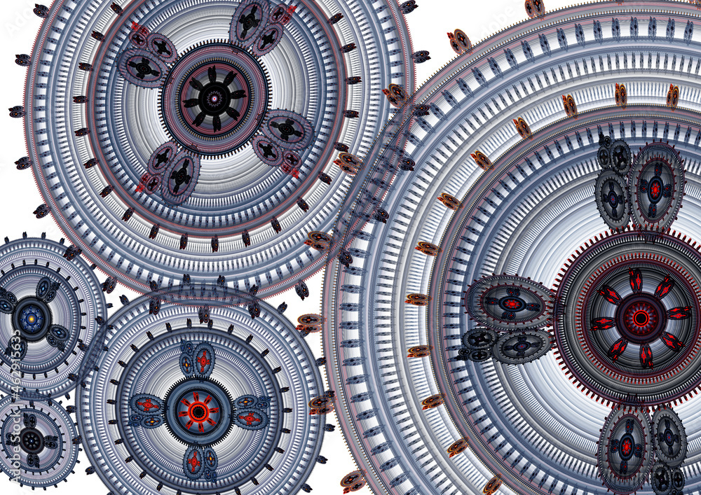Obraz premium Cogwheel fractal background, mechanical and steampunk design