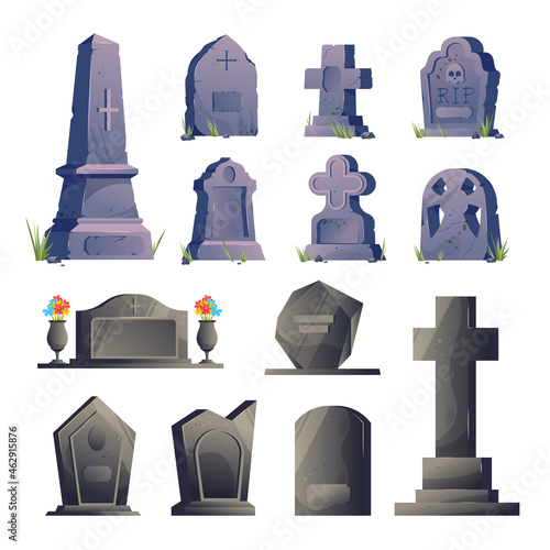 Cemetery Gravestone Icon Set
