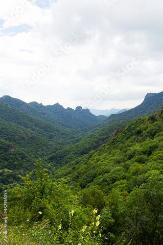 The Caucasus Mountains. Mountain peaks in summer.