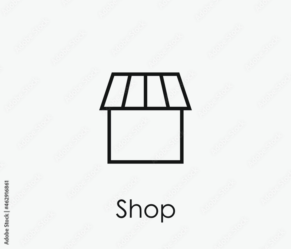 Shop vector icon. Editable stroke. Symbol in Line Art Style for Design, Presentation, Website or Apps Elements, Logo. Pixel vector graphics - Vector Shop vector icon. Editable stroke. Symbol in Line Art Style for Design, Presentation, Website or Apps Elements, Logo. Pixel vector graphics - Vector