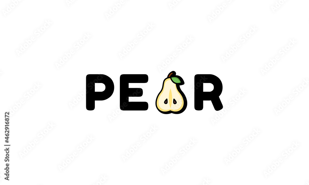 Organic and fresh healthy food logo design. Pear icon represent supermarket or grocery store business Organic and fresh healthy food logo design. Pear icon represent supermarket or grocery store business