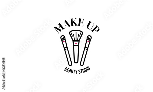 Makeup artist business logo design with make up brush icon