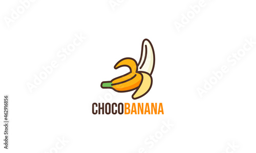Banana logo template, Health food logo design template