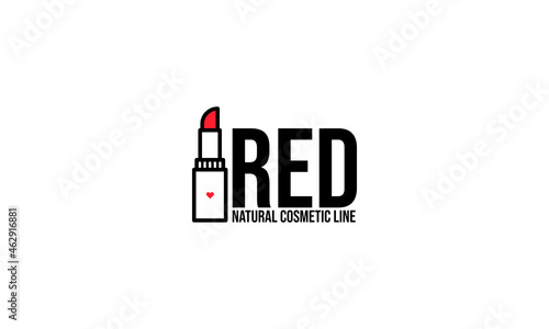 Red lipstick make up logo design template